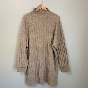 Topshop Mock Neck Sweater Dress - Tan